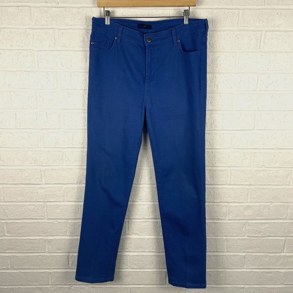 NYDJ Denim - NYDJ Brushed Cotton Royal Blue Straight Leg Jeans [Size 14]